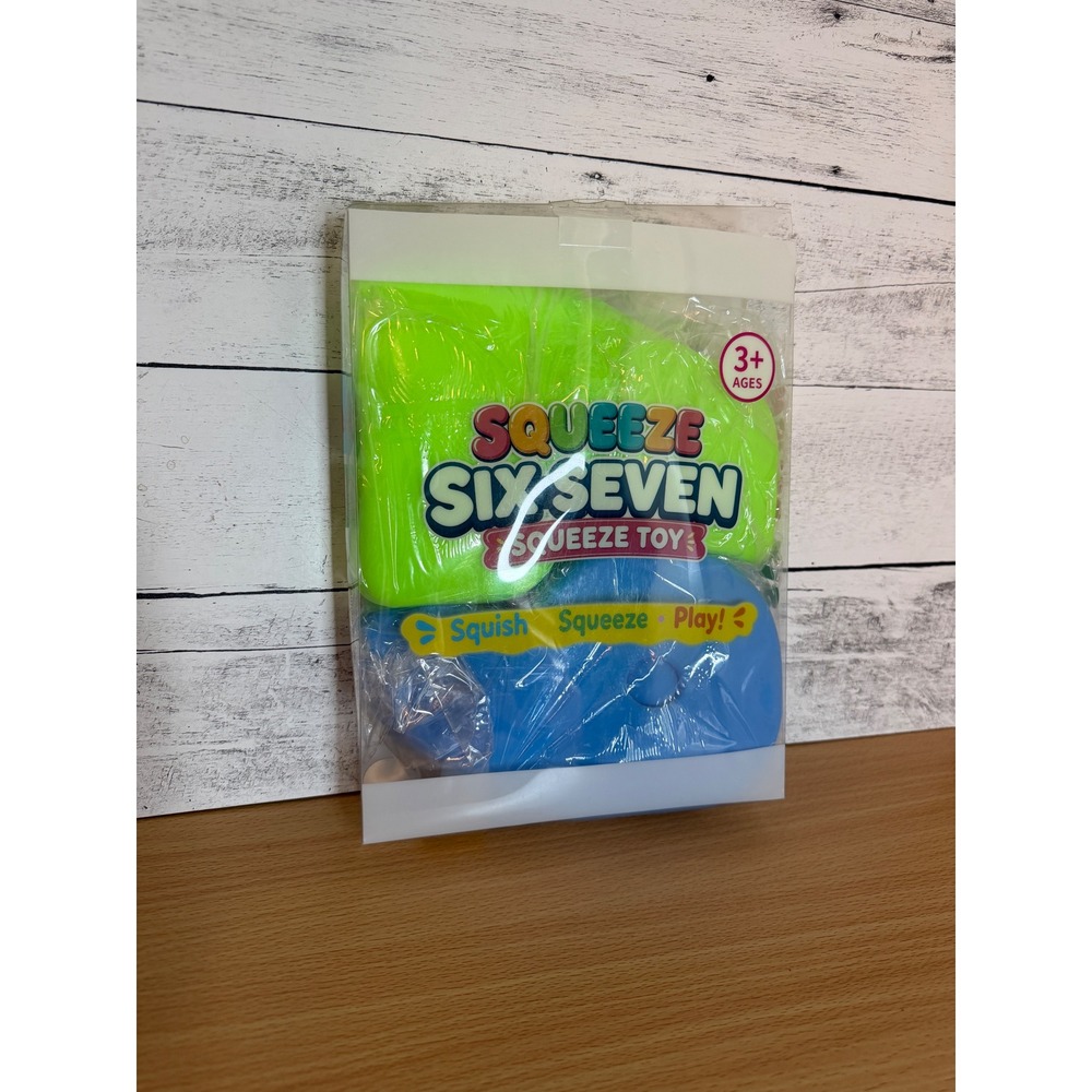 JUMBO Squeeze Six Seven 67 Squeeze Toy Set Neon Green Blue Foam Squishy Numbers